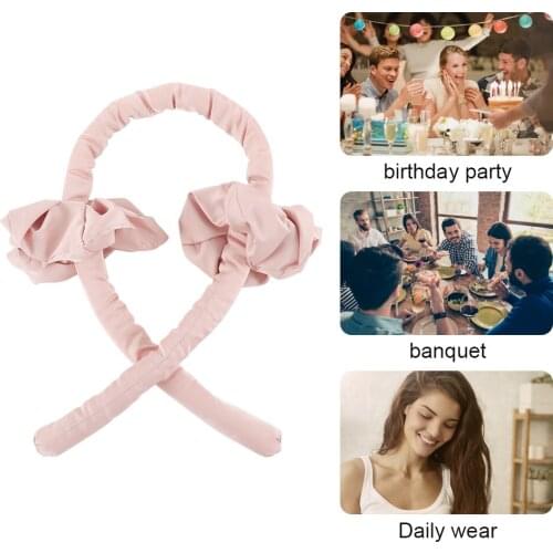 Heatless Curling Rod with Claw Headband No Heat Curls Ribbon Hair Rollers Soft Headband Hair Curlers DIY Hair Styling Tools