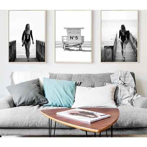 Black and White Lake Surface Landscape Canvas Painting Stone Wooden Bridge Posters Wall Art Prints Living Room Home Decor