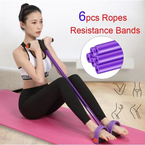 Indoor Resistance Bands 6 Pull Ropes Pedal Set for home gym fitness Exercise Band Equipment crossfit workout yoga Sit Up puller