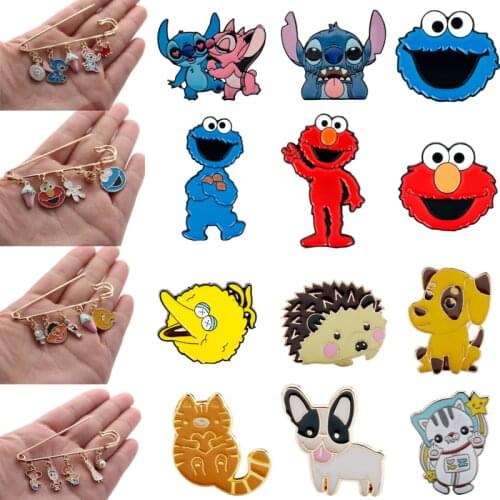 Sesame Street ELMO/COOKIE-MONSTER Brooch Enamel pin Cute Animal Cat Dog Brooches&Pins Badges Pin Jewelry Gift