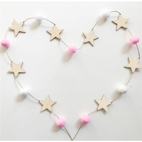 INS Nordic Wooden Star Garlands String For Girls Room Decoration Wall Hanging Curtains Nursery Decor Party Banners Photo Props