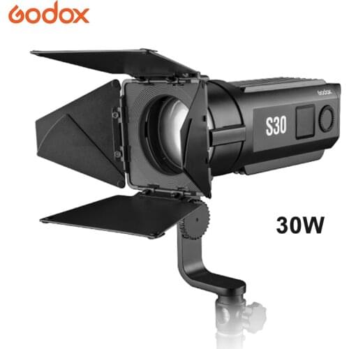 Godox S30 30W LED Photography Lighting Professional Focusing Led Light Spotlight with Barn Door for Video Interview portrait