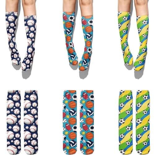 Fashion 3D Printed Bowling Badminton Pattern Female Cotton Socks Breathable Elastic Sports Socks For Man Women Casual Brand Sock