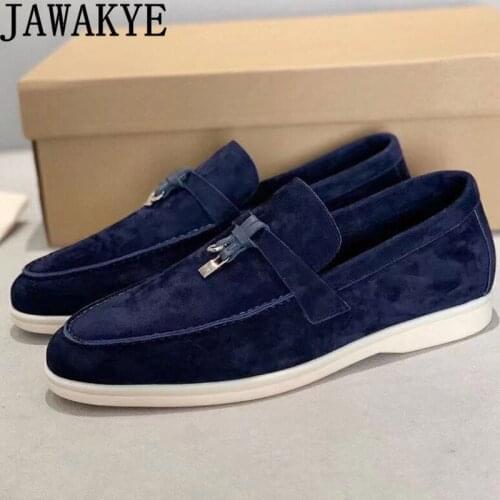 Mans Hot Sale Loafers Shoes Real Suede Leather Casual Formal Shoes Rubber Sole Slip-on Walk Shoes High Quality Flat Shoes Man