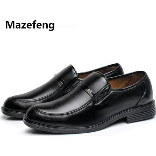 Mazefeng 2019 Men Dress Shoes Formal Business Work Soft Patent Leather Pointed Toe for Man Male Mens Oxford Flats Size 38-44
