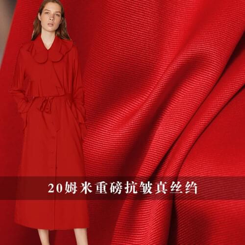 The Cloth 20momme Red Colour Soft Crepe de Chine 100% Silk Materials Shirt Dress DIY clothes fabrics Freeshipping
