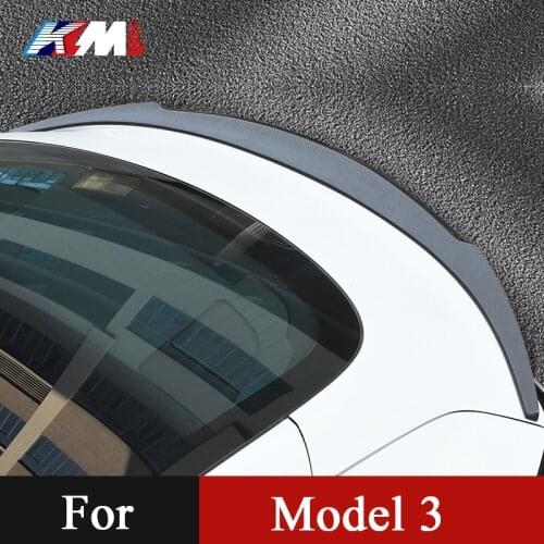 Carbon Fiber Trunk Spoiler Sticker For Tesla Model 3 2021 Car Rear Wing Trim Styling Accessories Customized