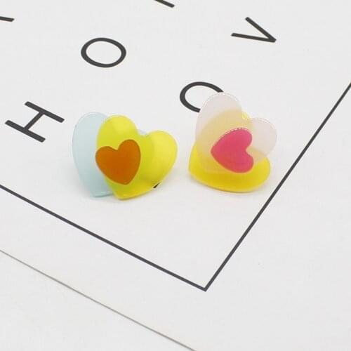 2021 new fashion sweet candy color love acrylic three-color earrings ladies three-dimensional design jewelry party gifts