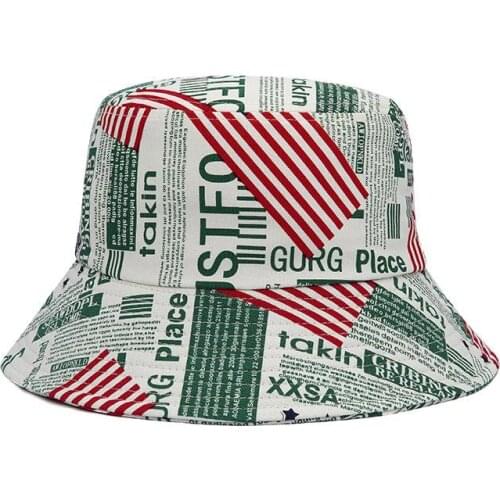 Ldslyjr Cotton Flag Print Bucket Hat Fisherman Hat Outdoor Travel Hat Sun Cap Hats for Men and Women 384
