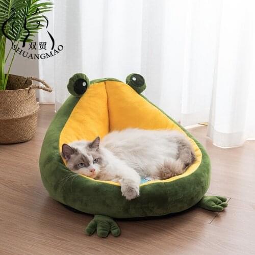 Pet Cat Bed Indoor Frog For Cats House Warm Small Dog Mat Portable Kitten Bed Soft Cute Sleeping Lounger Nest Supplies