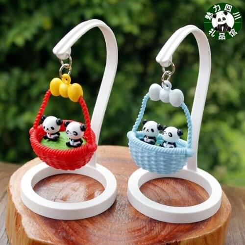 The 10 pieces of plastic basket panda small ornaments table decoration gift Sichuan tourist souvenirs in Chengdu
