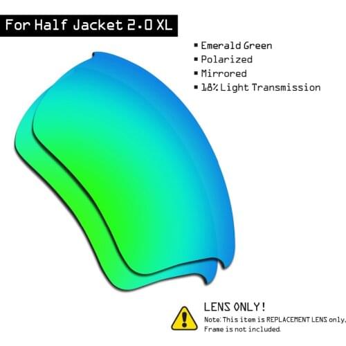 SmartVLT Polarized Sunglasses Replacement Lenses for Oakley Half Jacket 2.0 XL - Emerald Green