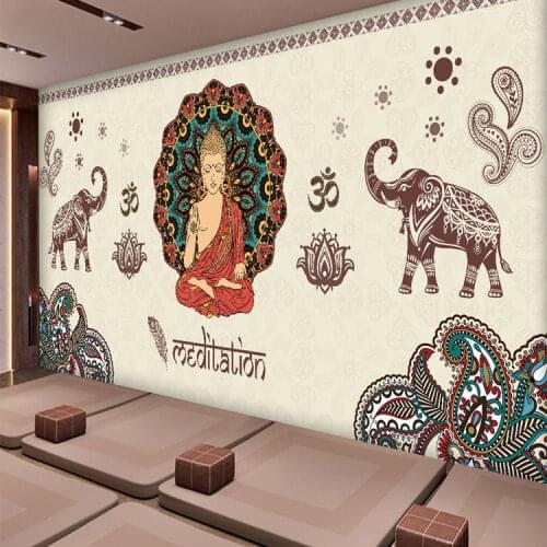 Custom Large Mural Southeast Asia Indian Style Religious Yoga Studio Wallpaper Indian God Elephant God Wallpaper Wallpaper Mural