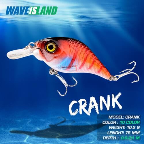 WAVEISLAND Crank Fishing Lure Rock Floating Crankbait 10g Whoppers Trolling Saltwater Lures Artificial Bionics Peche Pike