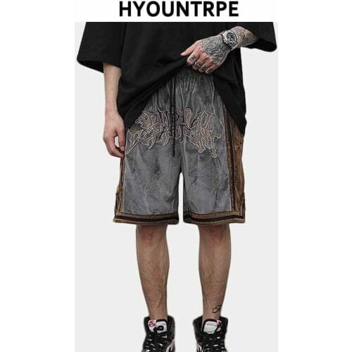 Hip Hop Loose Shorts Elastic Waist Pants Fashion Embroidery Half Pant Men Summer Casual Drewstring Streetwear Sportswear Jogger