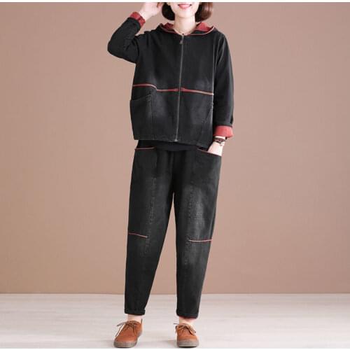 Woman Fashion Two Piece Tracksuit Female Casual Oversized Hoodies Sweatshirt Loose Sweatpants Autumn Ladies Outfits Suit H1279