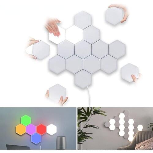 LED DIY Hexagonal Wall Lamp Bedroom Decor Night Light Touch Sensor Magnetic Quantum Lamps for Home Decoration Honeycomb Lights
