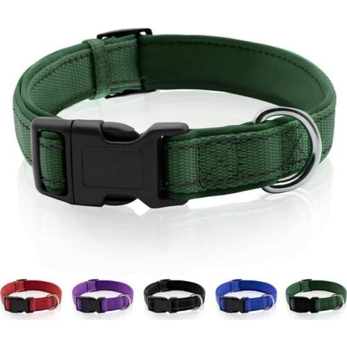 Comfort Neoprene Padded Dog Collar with Heavy Buckle D Ring Reflective Nylon Webbing Pet Collars for Small Medium Large Dogs