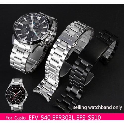 Universal arc mouth watchband for C-asio wristband efv-540 bem501 / 506 efb-660 ecb900 stainless steel watch chain 20 22MM Mans