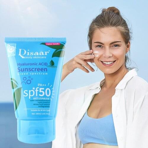 Hyaluronic Acid Sunscreen Moisturizing Sunblock SPF50 Oil Control Waterproof Longlasting Isolation Face Cream 100g