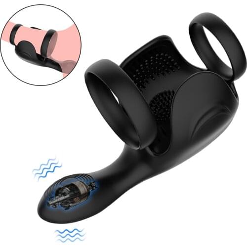 OLO Delay Ejaculation Testicle Vibrator Electric Pulse Vibrator Male masturbator 10 Modes Sex Toys for Men Cock Ring Penis Rings