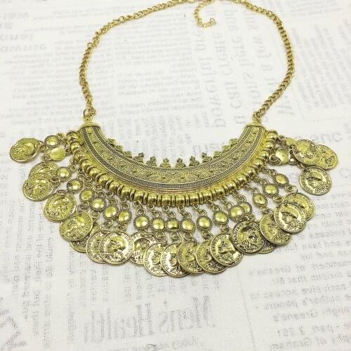 Vintage Maxi Necklace Bohemian Statement Necklaces & Pendants for Women Coin Choker Collier Femme Boho Jewelry Christmas Gifts