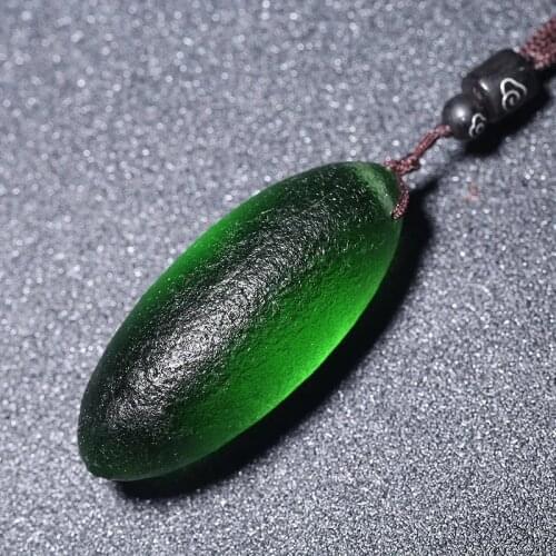 Raw Moldavite Jewelry Tektite Bullet Shaped Green Stone Pendants Natural from Czech Republic /2021 New Trendy MOLDAVITE JL-398FH