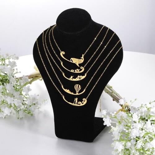 Womens Fashion Jewelry Stainless Steel Minimalism Necklace Wave Whale Sea Turtle Animal Pendants Necklaces Collier Femme 2021