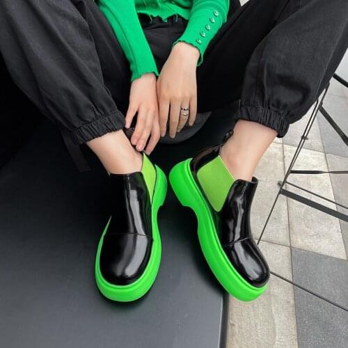 QZYERAI Chelsea Short Boots Women Genuine Cow Leather Flat Bottom and Velvet British Style Thick Heel Ankle Boots