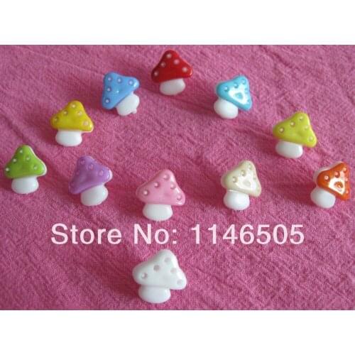 200pcs Kids Accessories Outerwear Mushroom Shape Buttot 14mm*15mm Mixed Color clothing set Buttons For Craft Sewing Button
