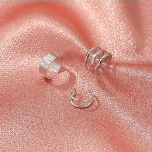 3 pcs Punk Fashion Simple Smooth Ear Cuffs Clip Earrings for Women No Piercing Fake Cartilage Earring Jewelry Gifts 2021 trend