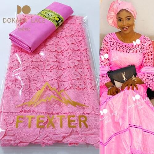 5 Yards Peach 2021 Latest African Lace High Quality Bazin Riche Gextczer With 100% Swiss Voile Lace In Switzerland Wedding Dress