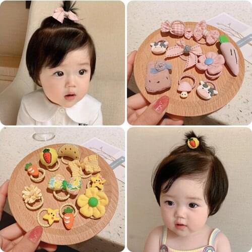 6/10 Pcs/Set Children Cute Cartoon Flower Fruit Elastic Hair Bands Baby Girls Soft Scrunchies Rubber Bands Kids Hair Accessories