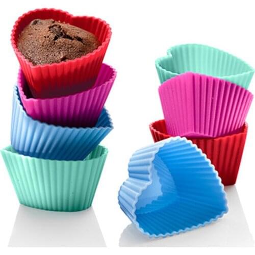 6 PCS/Lot 7CM Heart Shape Cupcake Liners Muffin Cups Cupcake Decorations Silicone Baking Cups