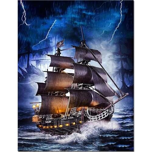 DIY 5D Diamond Painting Pirate Ship Square/Round Diamond Embroidery Home Decoration Painting