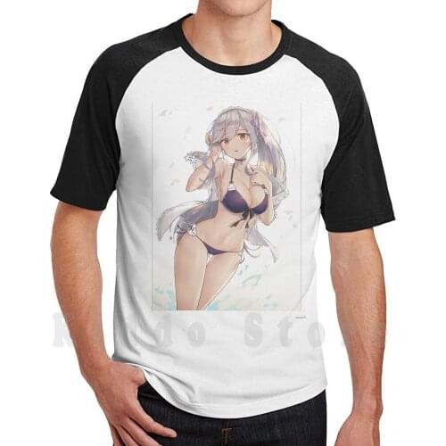 Azur Lane-Dunkerque T Shirt Diy Big Size 100% Cotton Azur Lane Dunkerque Big Tits Boobs Oppai Cleavage Thigh Highs Stockings