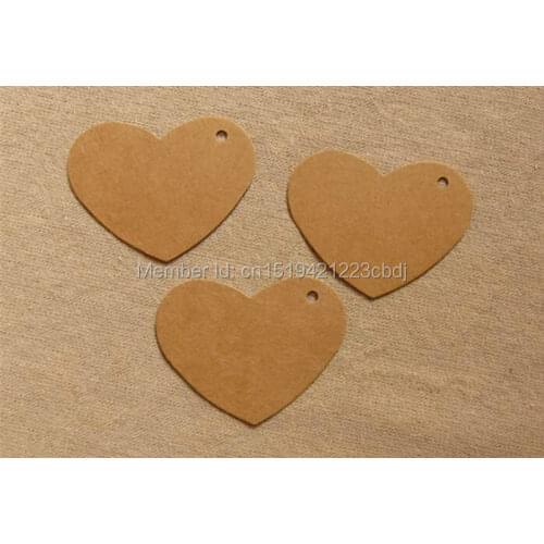 Free shipping 6.5x5cm blank heart shape kraft paper hang tag/Blank decoration cardboard/DIY kraft paper tags