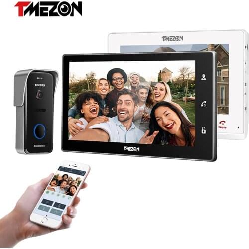 TMEZON Wireless/Wifi Smart IP Video Doorbell Intercom System ,10 Inch+7 Inch Screen Monitor with 1x720P Wired Door Phone Camera