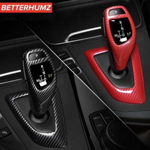 BetterHumz Carbon Fiber Car Gear Shift Knob Cover Frame Trim Decal Interior Sticker For BMW F30 F10 F15 F07 F20 F21 F34 F35 3GT