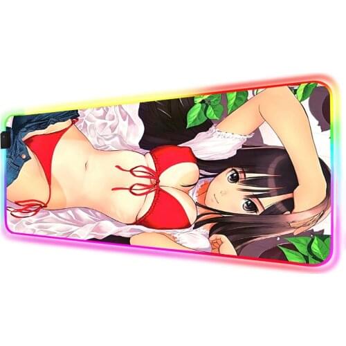 Mairuige Sexy Big Tits Bikini Girl RGB Large Mouse Pad LED Backlight Color Computer Home Game Accessories Keyboard XXL Mousepad