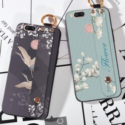 Phone Holder Case For XiaoMi Mi Note 3 A2 6X Coque TPU Cover Crane Flower For XiaoMi Mi Play 5 6 5C 5S Plus