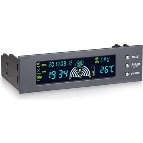 5.25Inch Fan Speed Controller Computer Case Fan Thermostat Perpetual Calendar Screen Display Drive Bay for Computer Case