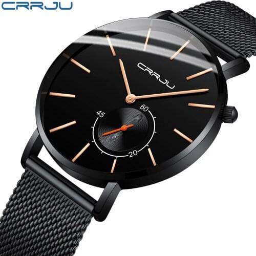CRRJU Fashion Mens Watches Top Brand Luxury Sports WristWatch Ultra-thin Quartz Clock Watch Men Waterproof Relogio Masculino