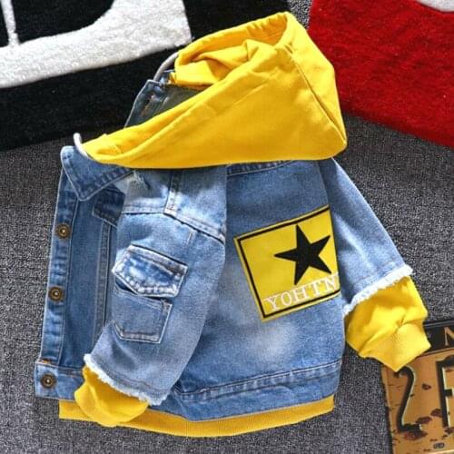 Boy Girl Denim Jackets Kids Jeans Coat Children Splice Outerwear Clothing Spring Autumn Boy Hooded Sport Clothes for 1-6T Kids