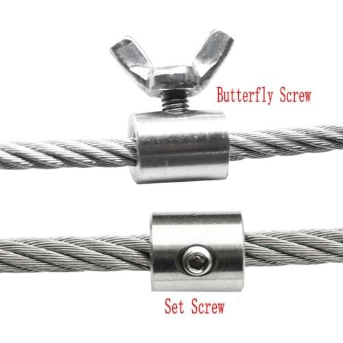 HQ BH01 Stainless Steel SS304 Round Clamp Wire Rope Clip with Hexagon Grub Screw or Butterfly Bolt for 2-12MM Wire