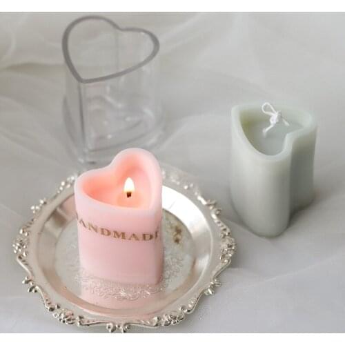 Candle Making 3D Columnar Heart Shape DIY Handmade Candle Mold Acrylic Mold DIY Soap Mold Cake Moulds