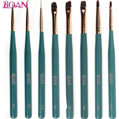 BQAN Nail Art Brush Design Painting Polish Brush UV Gel Nail Draw Pen Tools Round Head Pink Handle With Metal Cap Pen