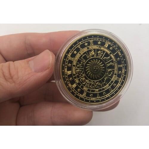 KL Twelve Constellations Zodiac Gold Plated Collectible Coin Original Coins Set Holder Challenge Coin Creative Gift Dropshipping