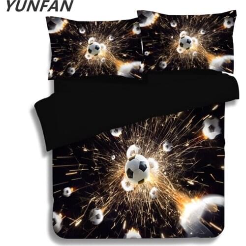 3D Football Bedding Set Sport Duvet/Quilt Cover Pillow Cases Twin Full Queen King Double Home Textiles 3PCS New black bedclothes