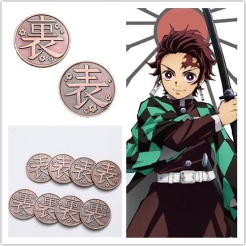 Anime Demon Slayer Cosplay Kimetsu no Yaiba Copper Retro Coin Prop